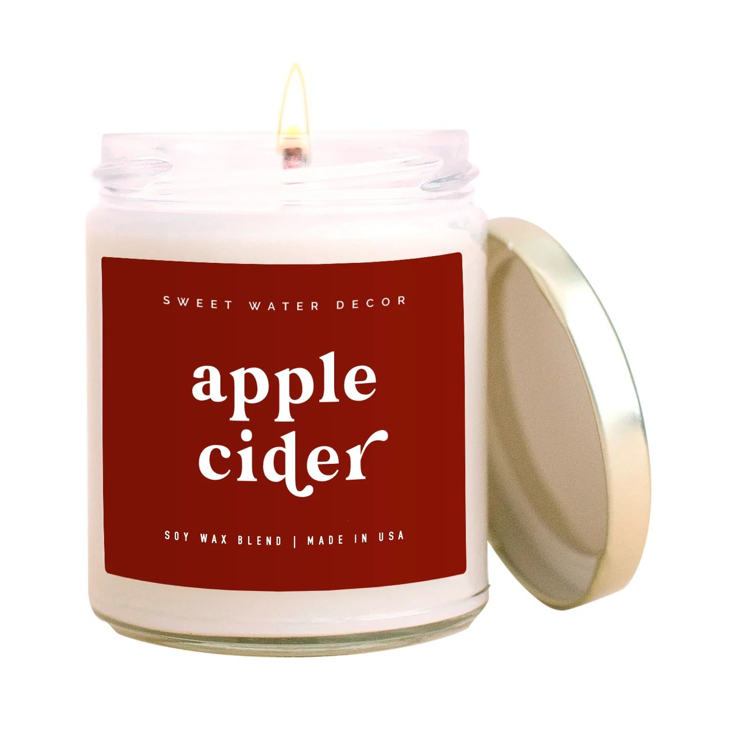 Apple Cider Soy Candle - Clear Jar - 9 oz | Sweet Water Decor, LLC