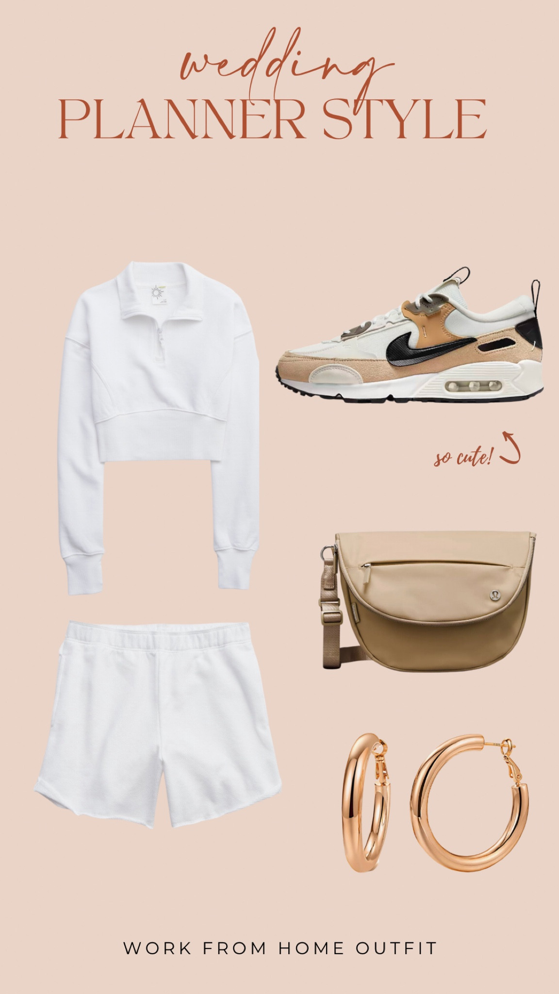 Wedding Planner Style | Work from home outfit | WFH | casual outfit | white sweats | white shorts | white half zip | bike sneakers | lululemon bag 

#LTKFind #LTKsalealert #LTKstyletip