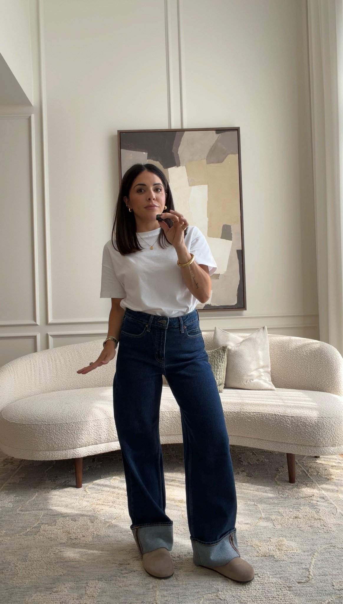 Loving these high waisted cuffed jeans!
Denim - size 
Top - size small petite

#LTKcanada #LTKfall #LTKworkwear