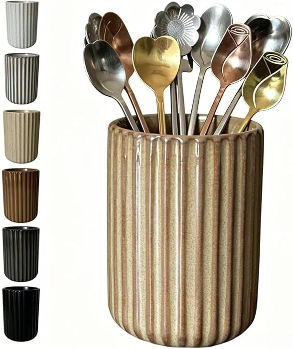 TOPYOKK Stoneware Coffee Bar Utensil Holder Tea & Coffee Spoon & Stirrer Holder for Stir Stick St... | Amazon (US)