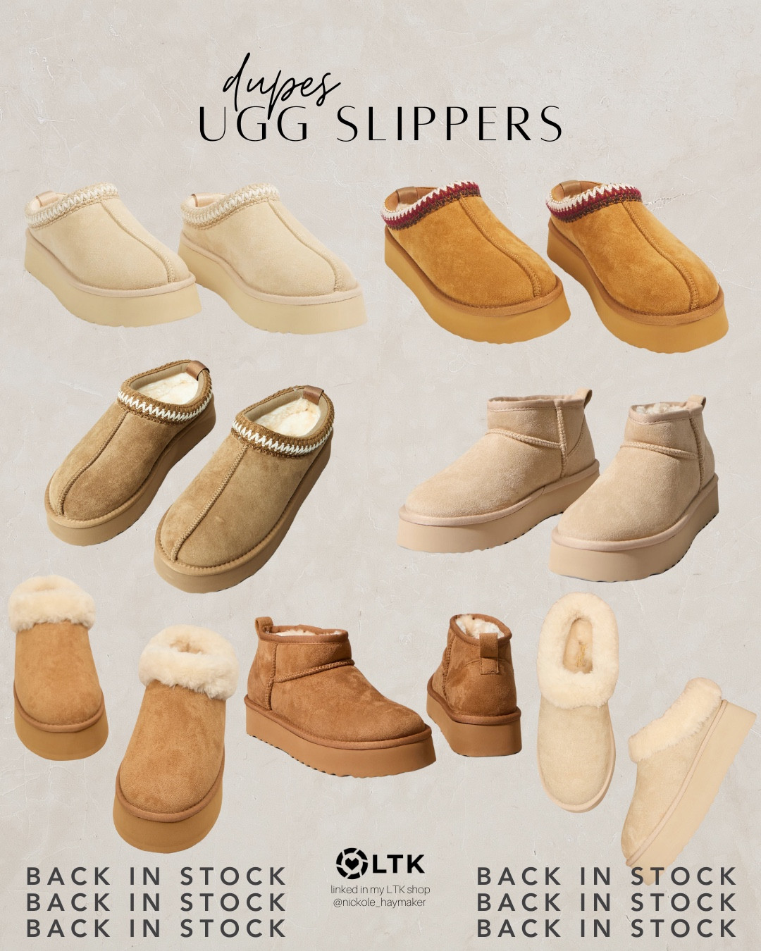 BACK IN STOCK!!!! My favorite UGG dupe slippers are back for fall - feel the same, look the same… half the price!!! 👏🏼☁️ 

#uggs #slippers #dupes #backinstock #halftheprice #dupeslippers

#LTKSeasonal #LTKFindsUnder100 #LTKShoeCrush