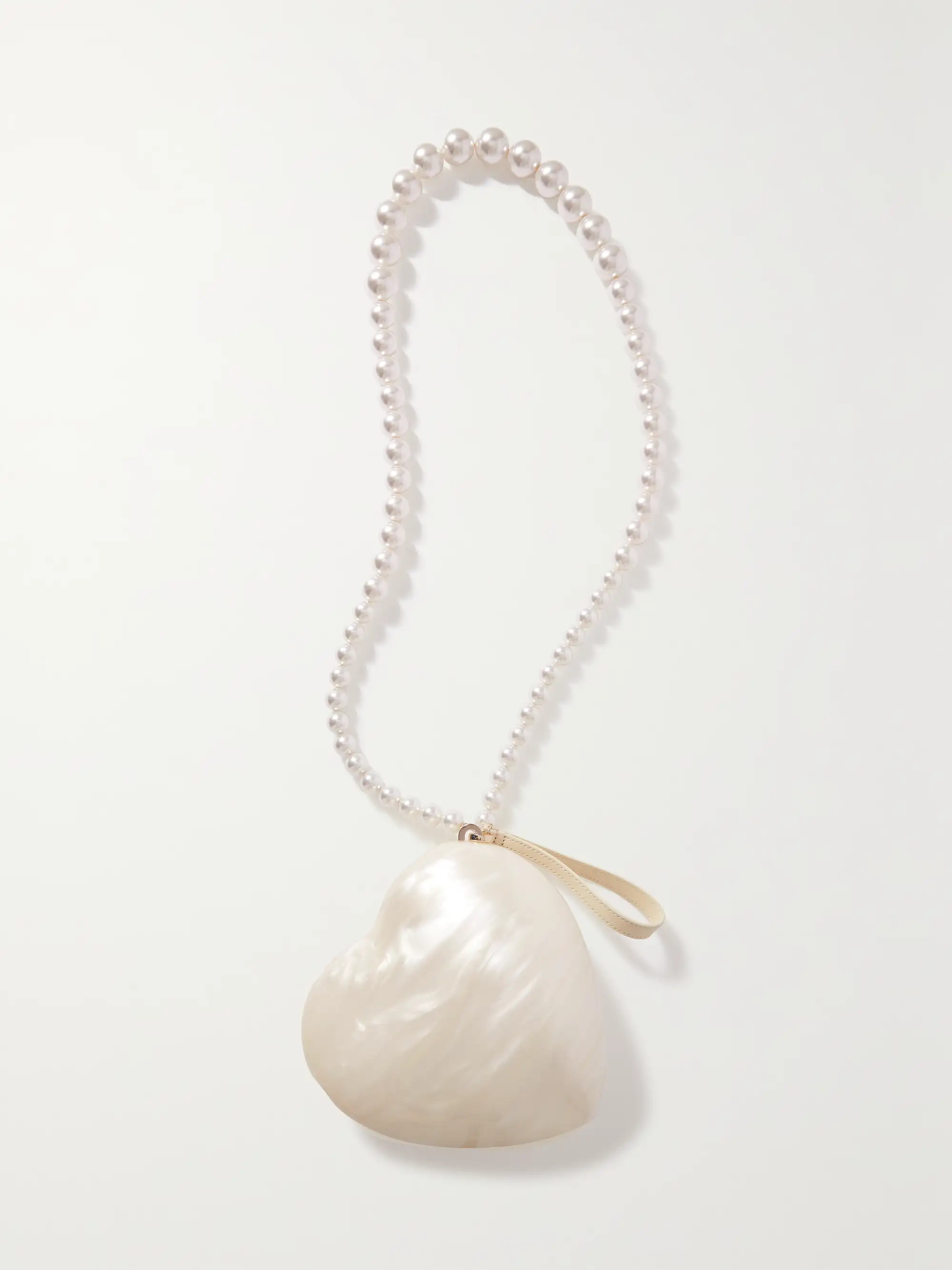 Heart faux pearl-embellished marbled acrylic clutch | NET-A-PORTER (US)