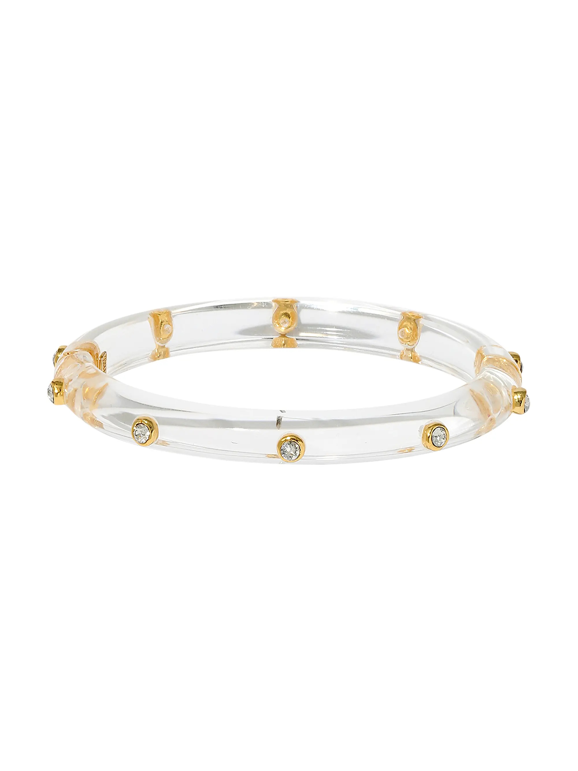 Alexis Bittar 14K-Gold-Plated, Lucite &amp; Crystal Hinged Bangle | Saks Fifth Avenue | Saks Fifth Avenue