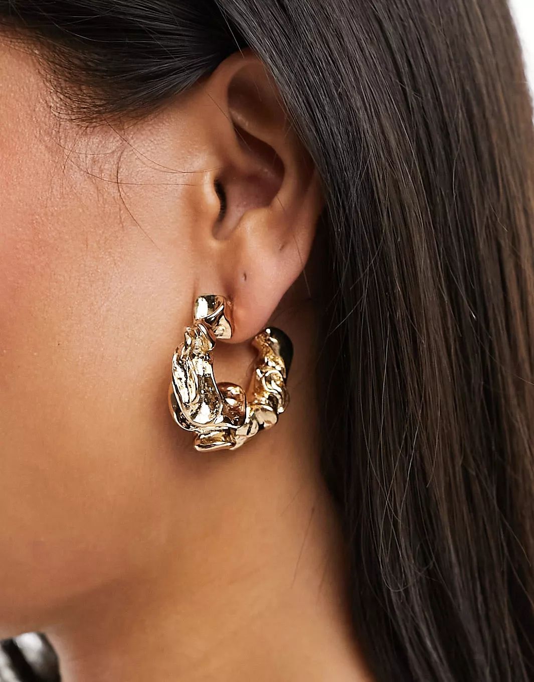 ASOS DESIGN hoop earrings with textured gold tone | ASOS (Global)