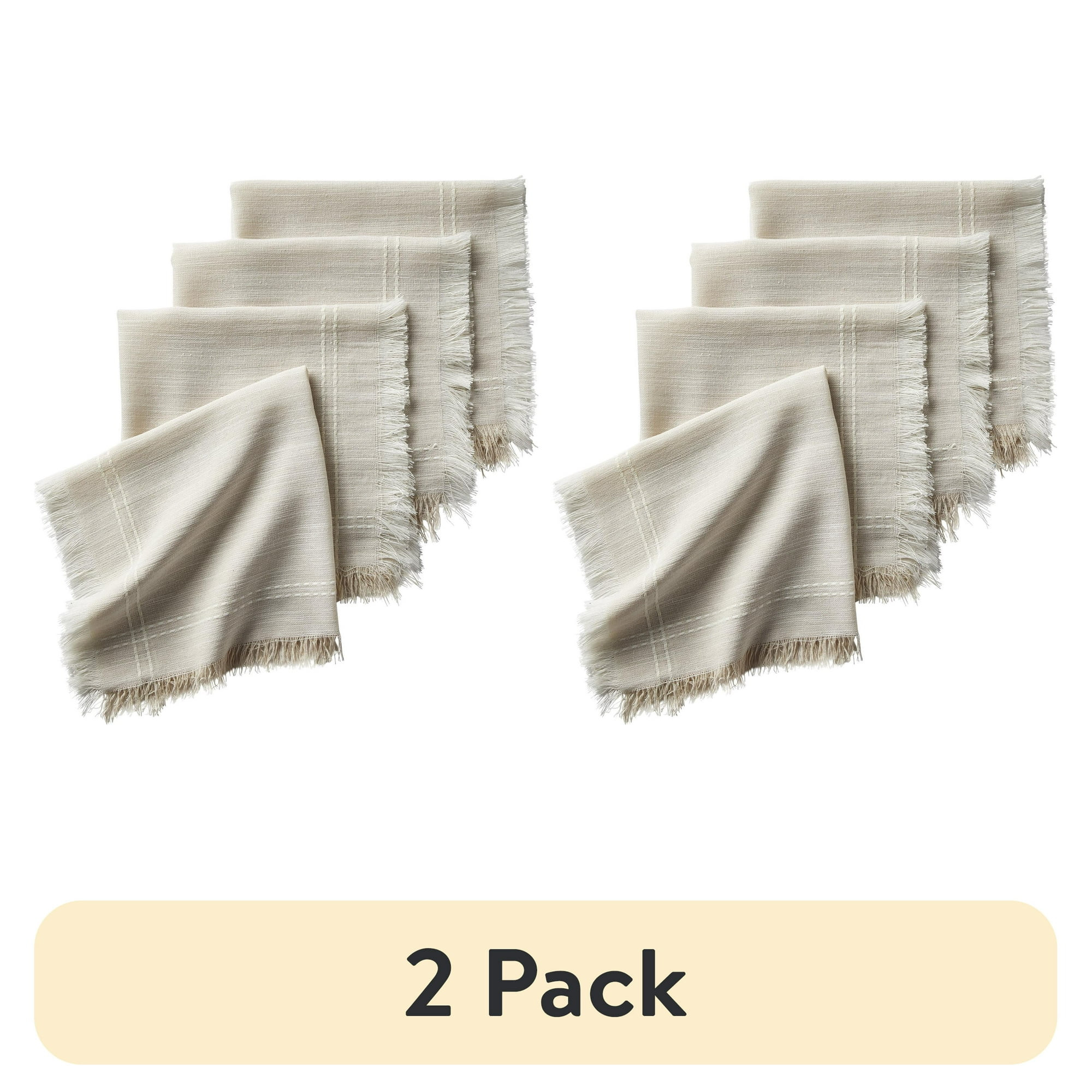 (2 pack) Better Homes & Gardens BG FRINGE 4PK NP - 20 x 20 - Beige - 57% Polyester/43% Cotton | Walmart (US)