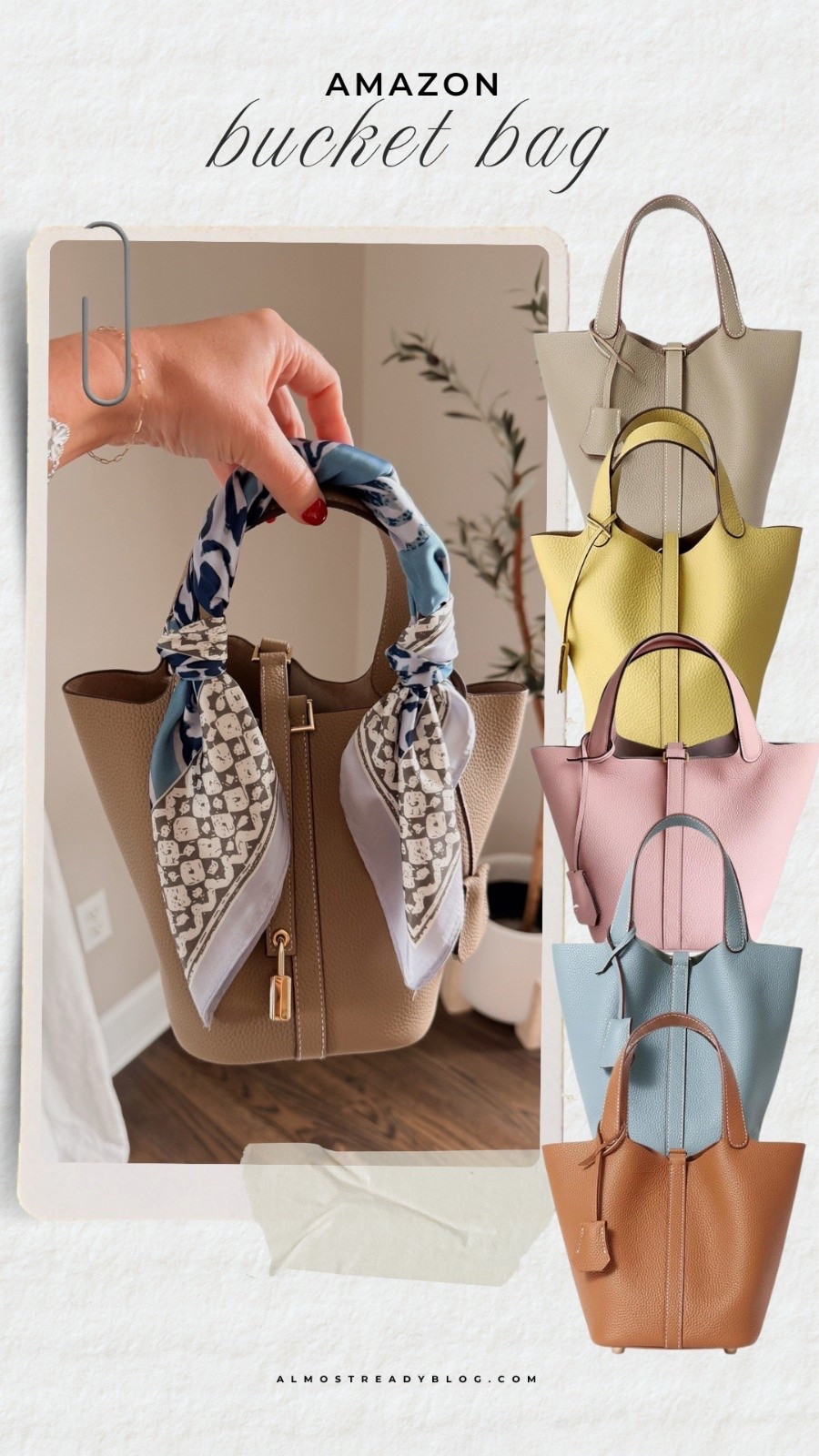 Love this cute Amazon bag! Added a silk scarf to give it a pop of color.

summer handbags, amazon fashion, bucket bag, neutral handbag, everyday purse, summer accessories, chic handbag, casual style, affordable fashion, vacation style

#LTKOver40