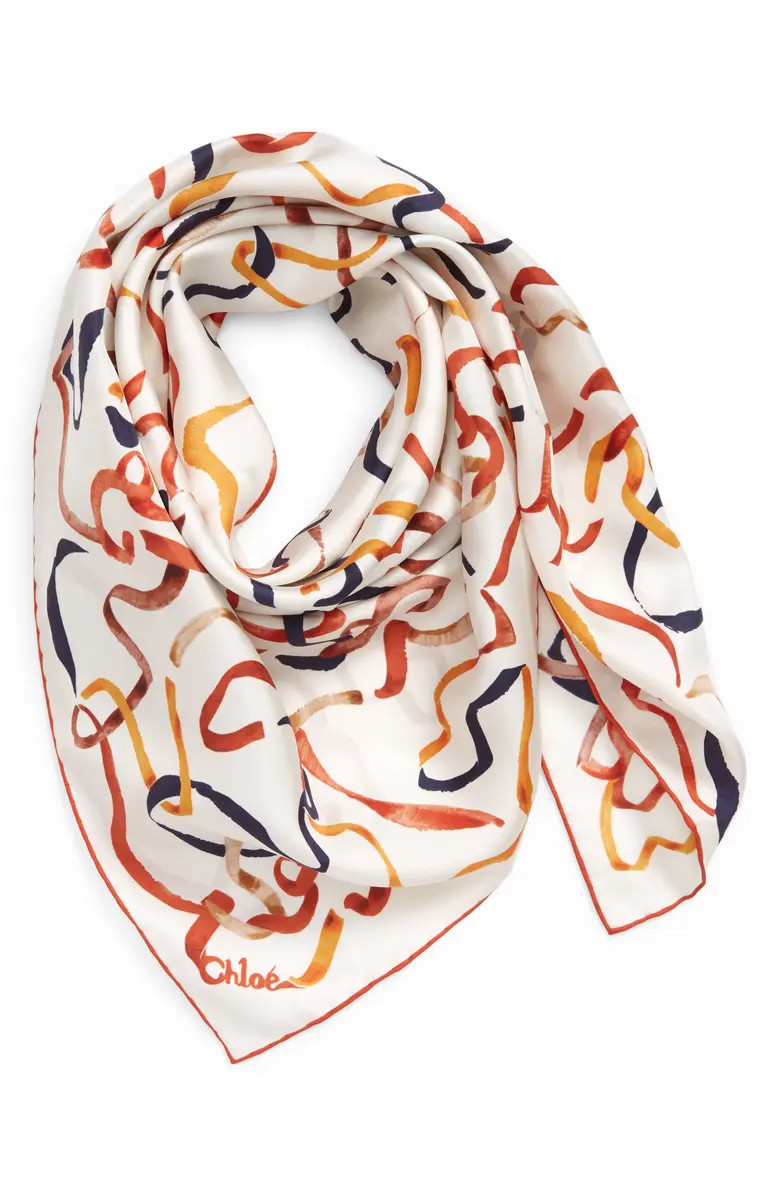Ribbons Print Square Silk Scarf | Nordstrom