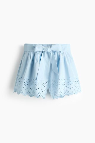 H & M - Belted Cotton Shorts - Light Blue | H&M (US + CA)