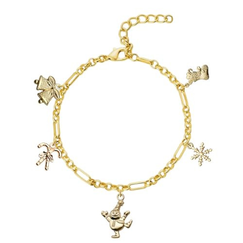 ternotito Christmas Holiday Santa Charms Bracelet with 14K Gold Adjustable Chain for Christmas Bracelet Gift | Amazon (US)