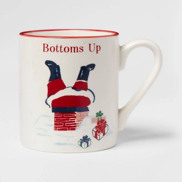 16oz Stoneware Bottoms Up Christmas Mug White - Threshold™ | Target