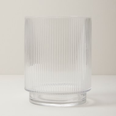 RIBBED GLASS HURRICANE, 4" | Indigo (CA)