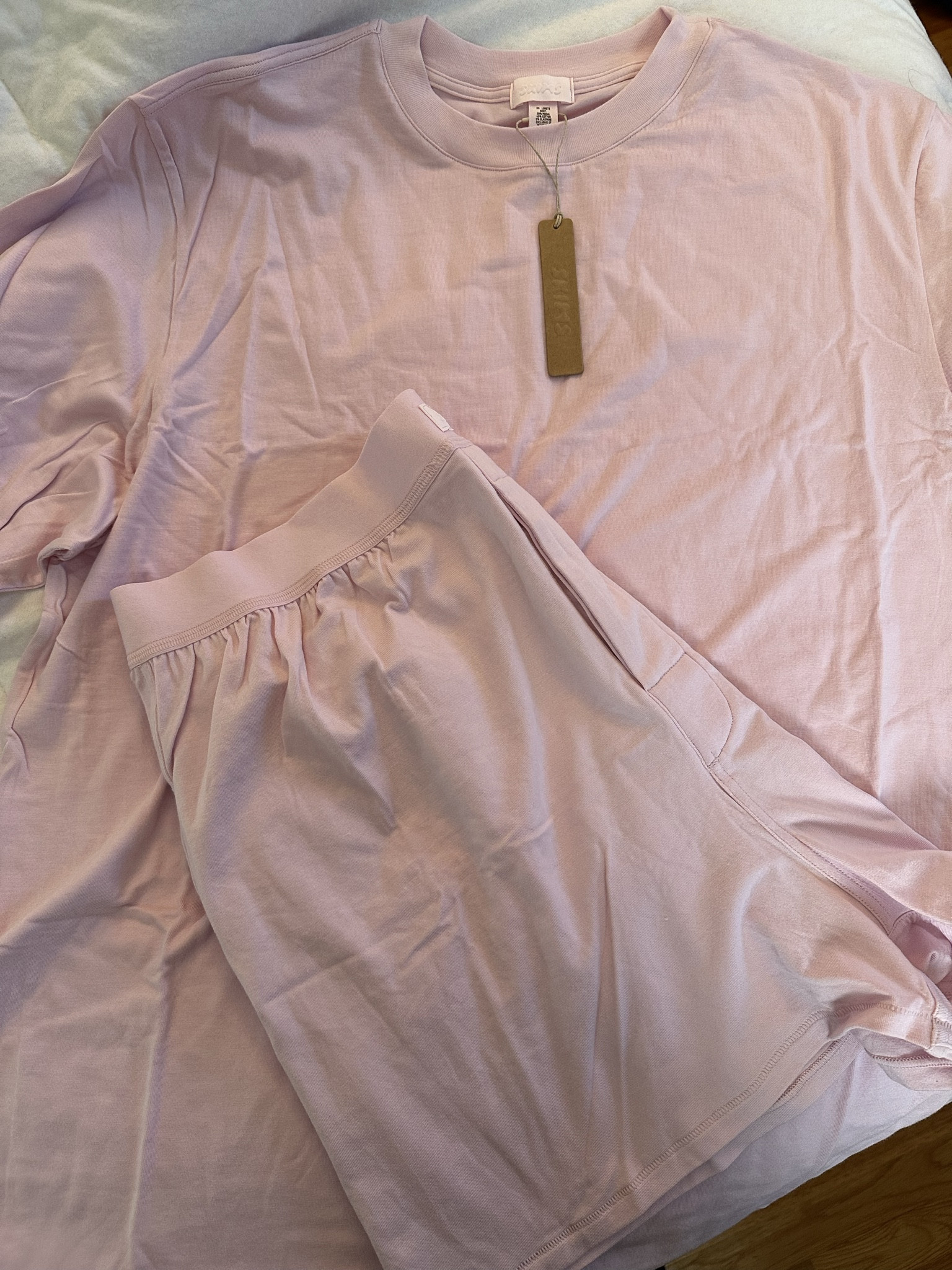 SKIMS cherry blossom boyfriend long sleeve tshirt and boyfriend loose boxers 