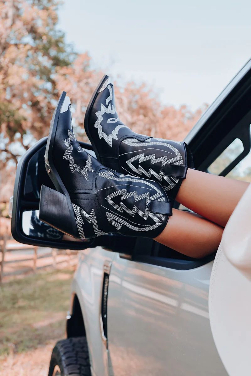 Utari Western Ankle Boots by Billini - Black | Whiskey Darling Boutique