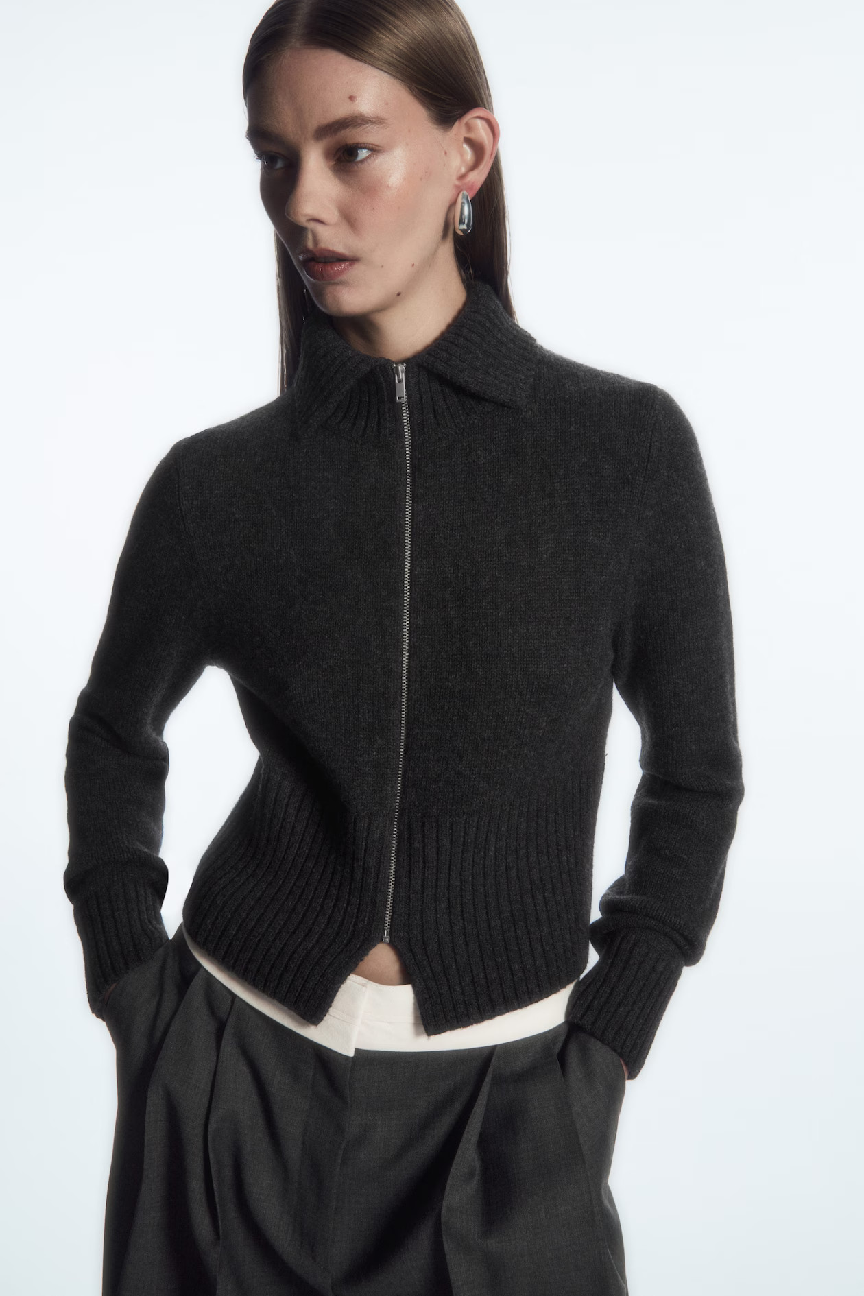 CROPPED WOOL ZIP-UP CARDIGAN | COS (AU)
