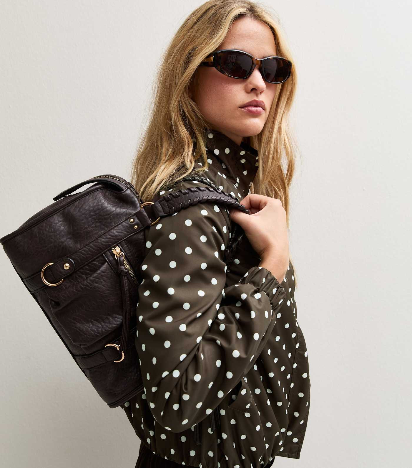Brown Polka Dot Bubble Hem Zip Windbreaker Jacket | New Look | New Look (UK)