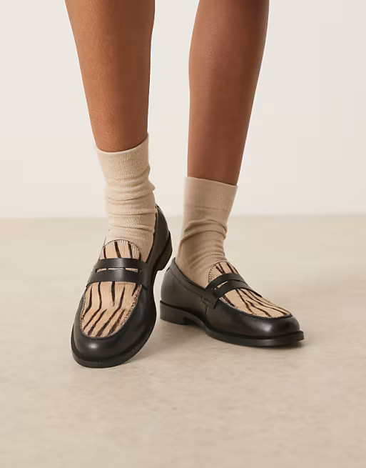 Walk London Rhea Saddle loafers in zebra print  | ASOS | ASOS (Global)