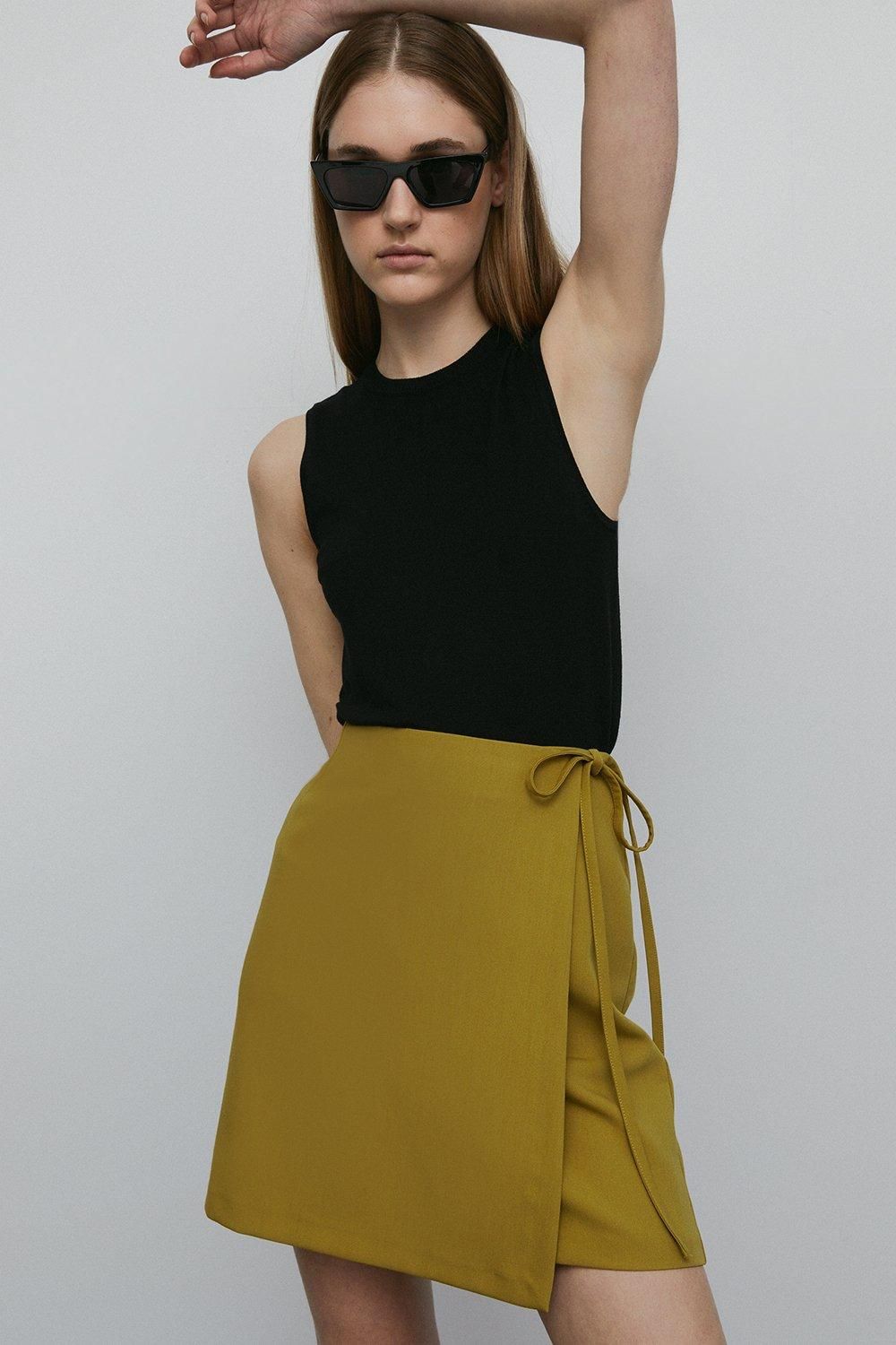 Skinny Tie Mini Wrap Skirt | Warehouse UK & IE