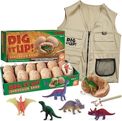 MindWare Dig It Up: Dinosaurs Toys & Explorer Vest - Party-Sized 12-Pack of Educational Discovery... | Amazon (US)