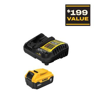 DEWALT 20-Volt Maximum XR 5.0 Ah Battery Pack and Charger DCB205C - The Home Depot | The Home Depot