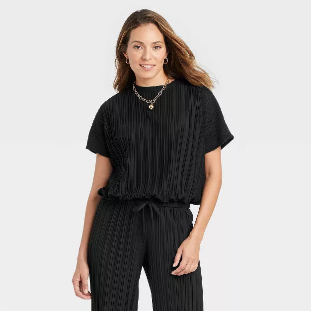 Women's Dolman Short Sleeve Plisse Top - A New Day™ | Target