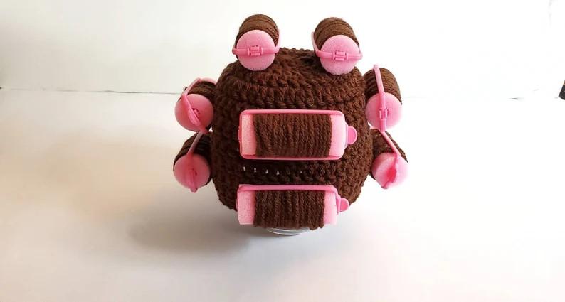 Crochet Newborn Brown Hair Roller Hat, Baby Old Lady Hat, Old Woman Hat, Granny Hat, Hair Curler ... | Etsy (US)