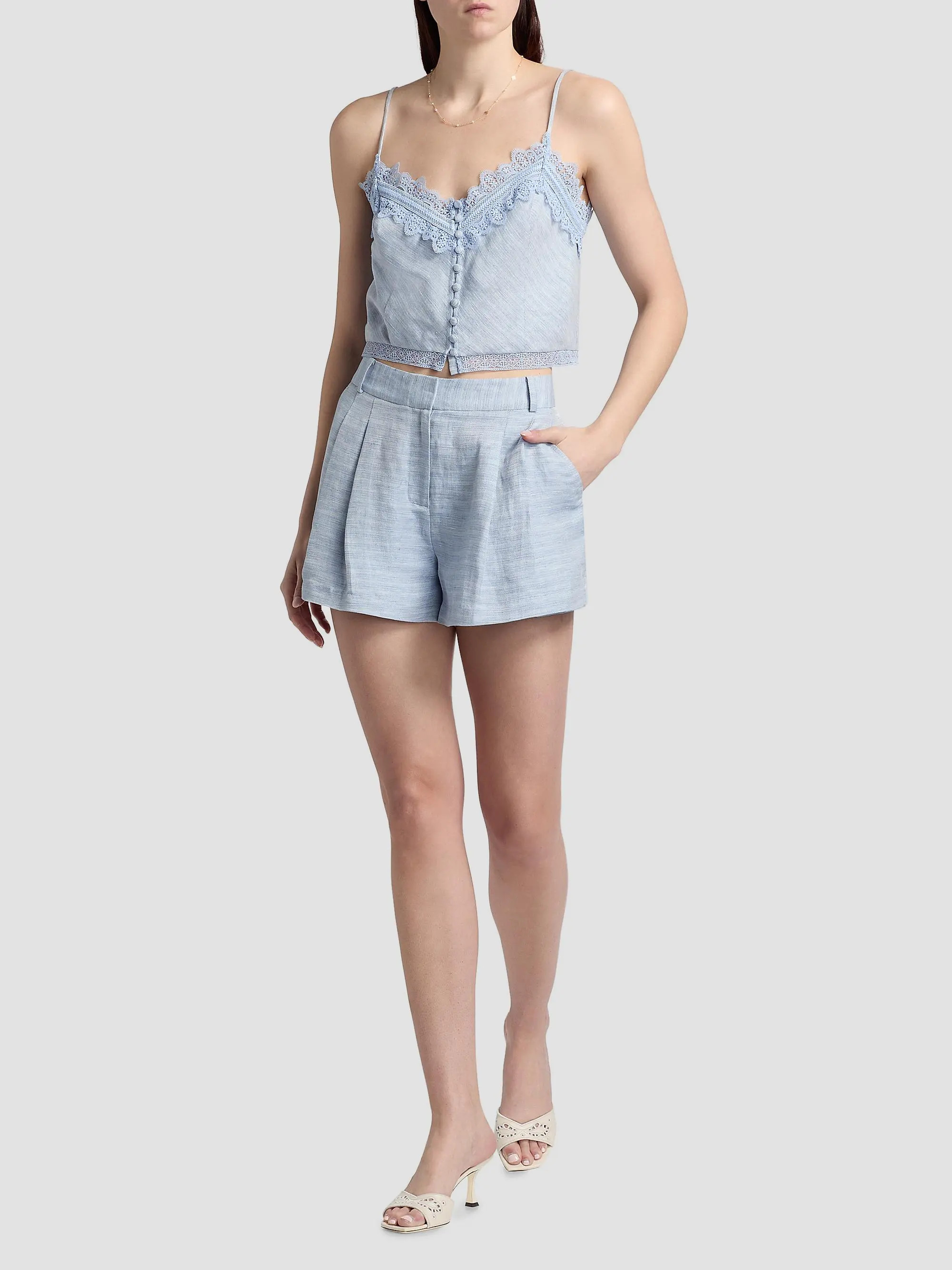 Ramy Brook Ayda Lace Linen-Blend Tank | Saks Fifth Avenue | Saks Fifth Avenue