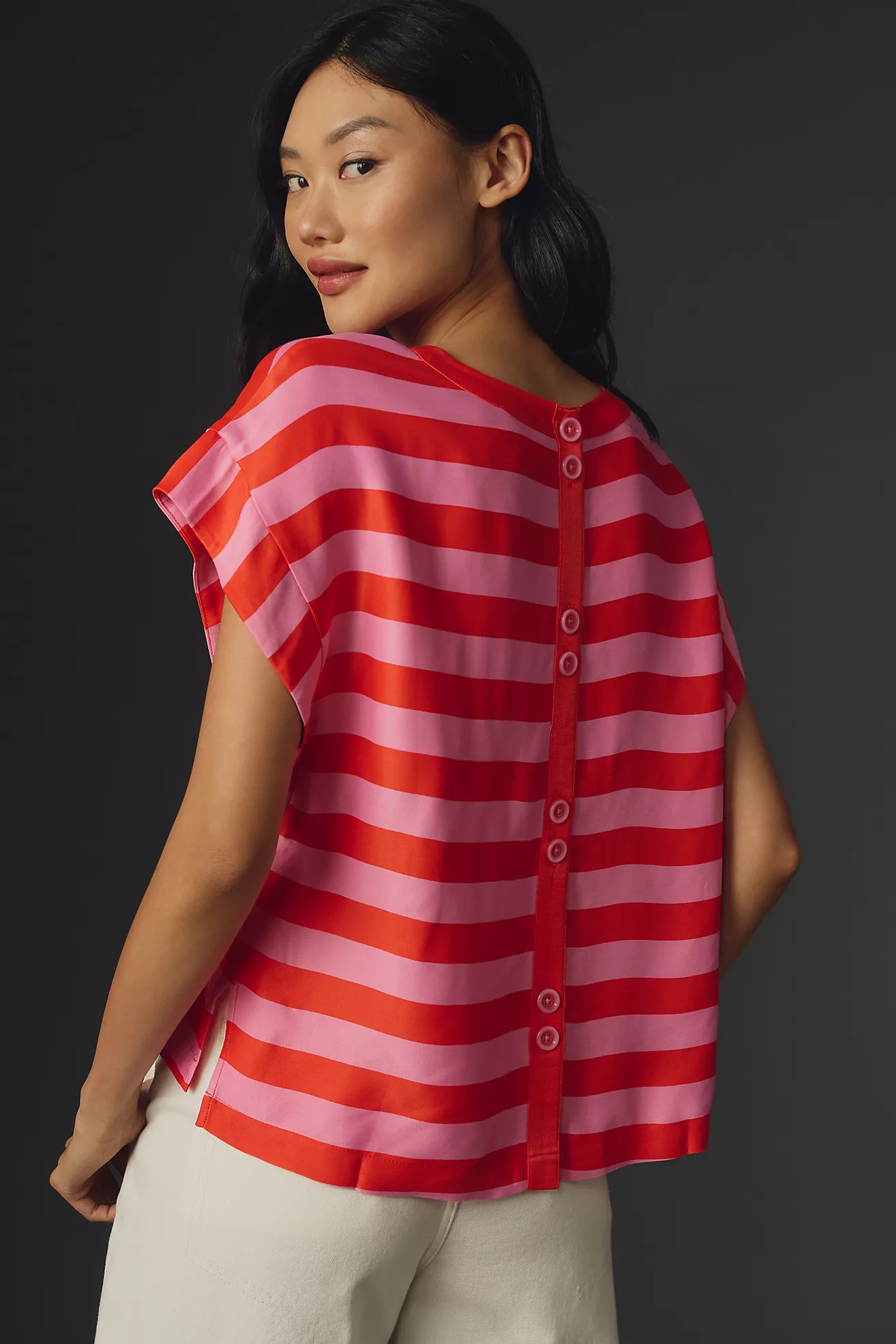 Maeve Batwing Button-Back Tee | Anthropologie (US)