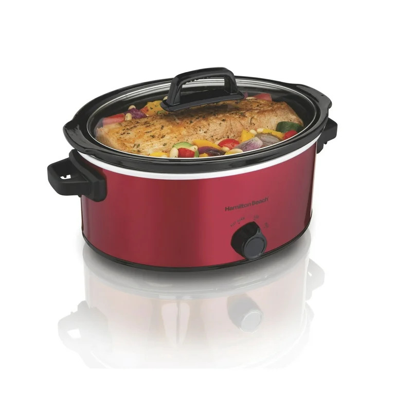 Hamilton Beach 6 Qt Slow Cooker, Stoneware Crock with Removable Pot, Red | Walmart (US)