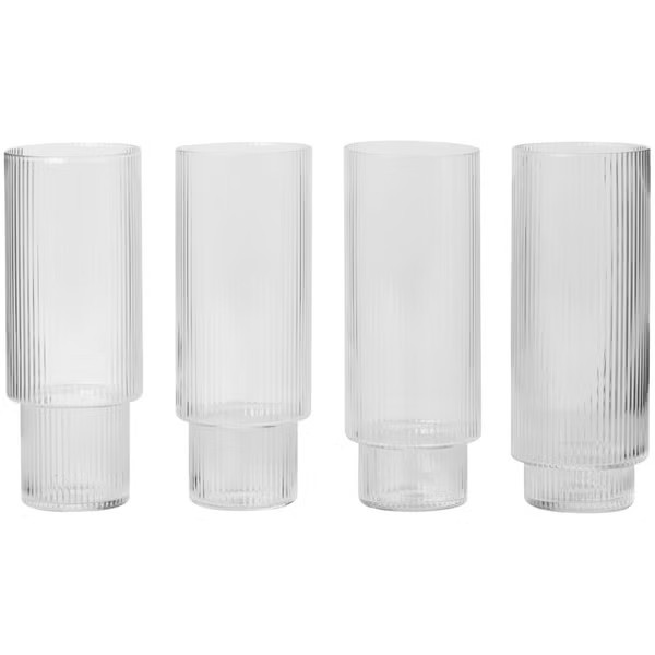 Ferm Living Ripple Long Drink Glasses (Set of 4) | Coggles (Global)