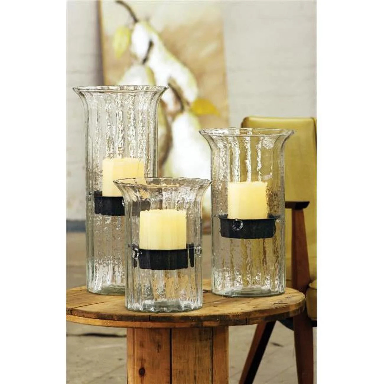 Kalalou CV838 7 x 19 in. Ribbed Glass Candle Cylinder with Rustic Insert - Large | Walmart (US)