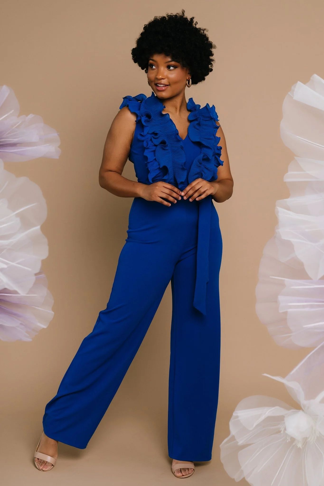 Tyra Ruffle Tank Jumpsuit | Cobalt | Baltic Born