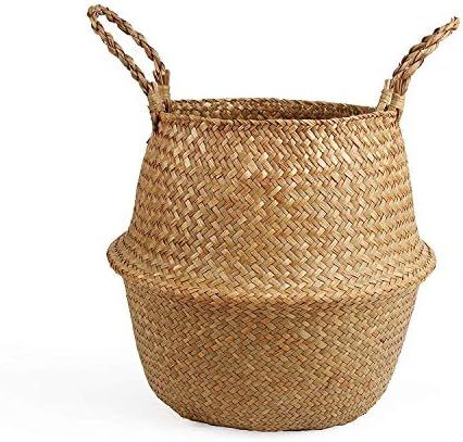 BlueMake Woven Seagrass Belly Basket for Storage Plant Pot Basket and Laundry, Picnic and Grocery... | Amazon (US)