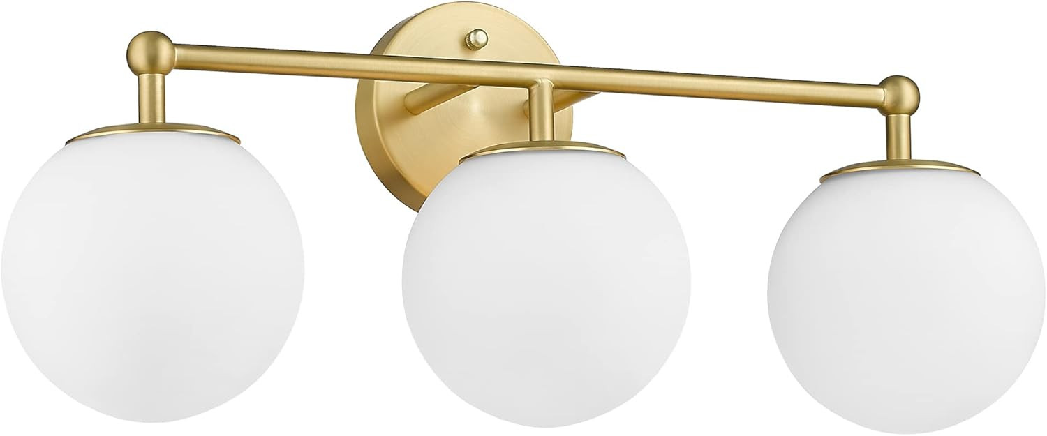 AKEZON Gold Vanity Light for Bathroom, Modern Bathroom Light Fixtures Over Mirror 3-Light with Mi... | Amazon (US)