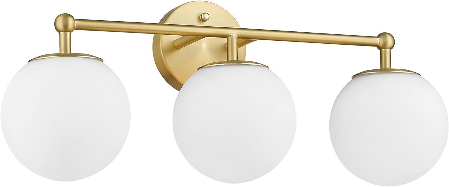 AKEZON Gold Vanity Light for Bathroom, Modern Bathroom Light Fixtures Over Mirror 3-Light with Mi... | Amazon (US)