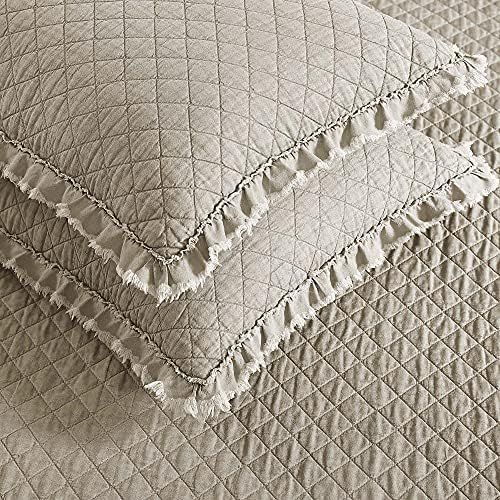 Brielle Home Ravi Stone Washed Quilt and Sham Set Solid Diamond Stitched Boho Modern Quilt Bedding S | Amazon (US)