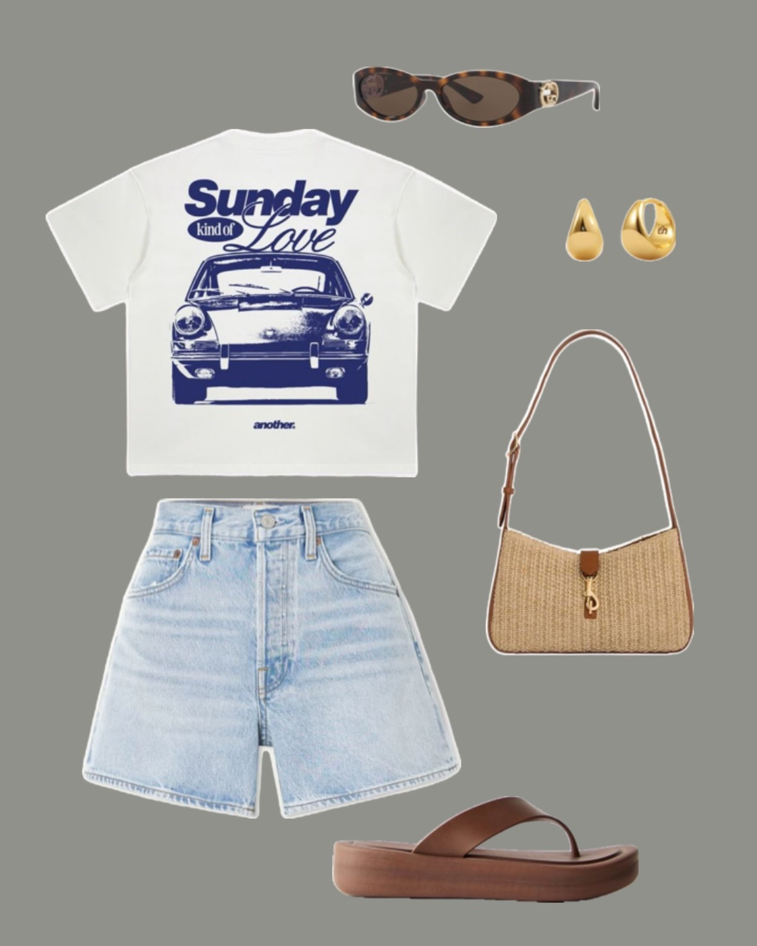 Casual summer outfit, denim shorts, graphic tee 