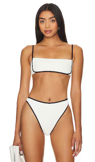 Hazel Bikini Top in Cream & Black | Revolve Clothing (Global)