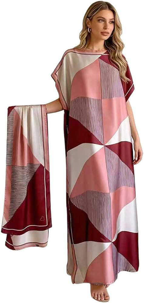 Women's Print Shawl & Scarf Set, Silky Pashmina Evening Dress, Elegant Boho Chic Cape Wrap for Sw... | Amazon (US)
