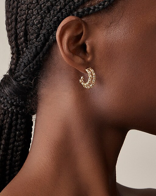 Crystal and gold-tone huggie cubic zirconia earrings | J. Crew US