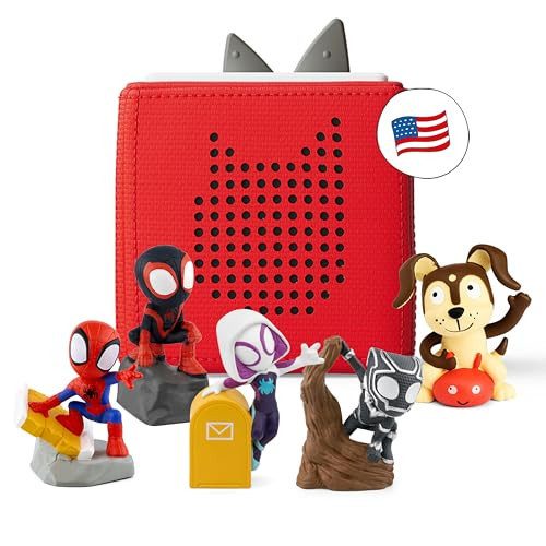 Tonies Toniebox Audio Player Starter Set with Spidey, Ghost-Spider, Spin, Black Panther, and Playtime Puppy - Ages 3+, Listen, Learn, and Play with One Huggable Little Box - Red | Amazon (US)