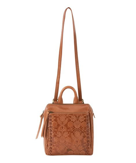 The Sak Tobacco Floral Embossed Mini Leather Convertible Backpack | Zulily