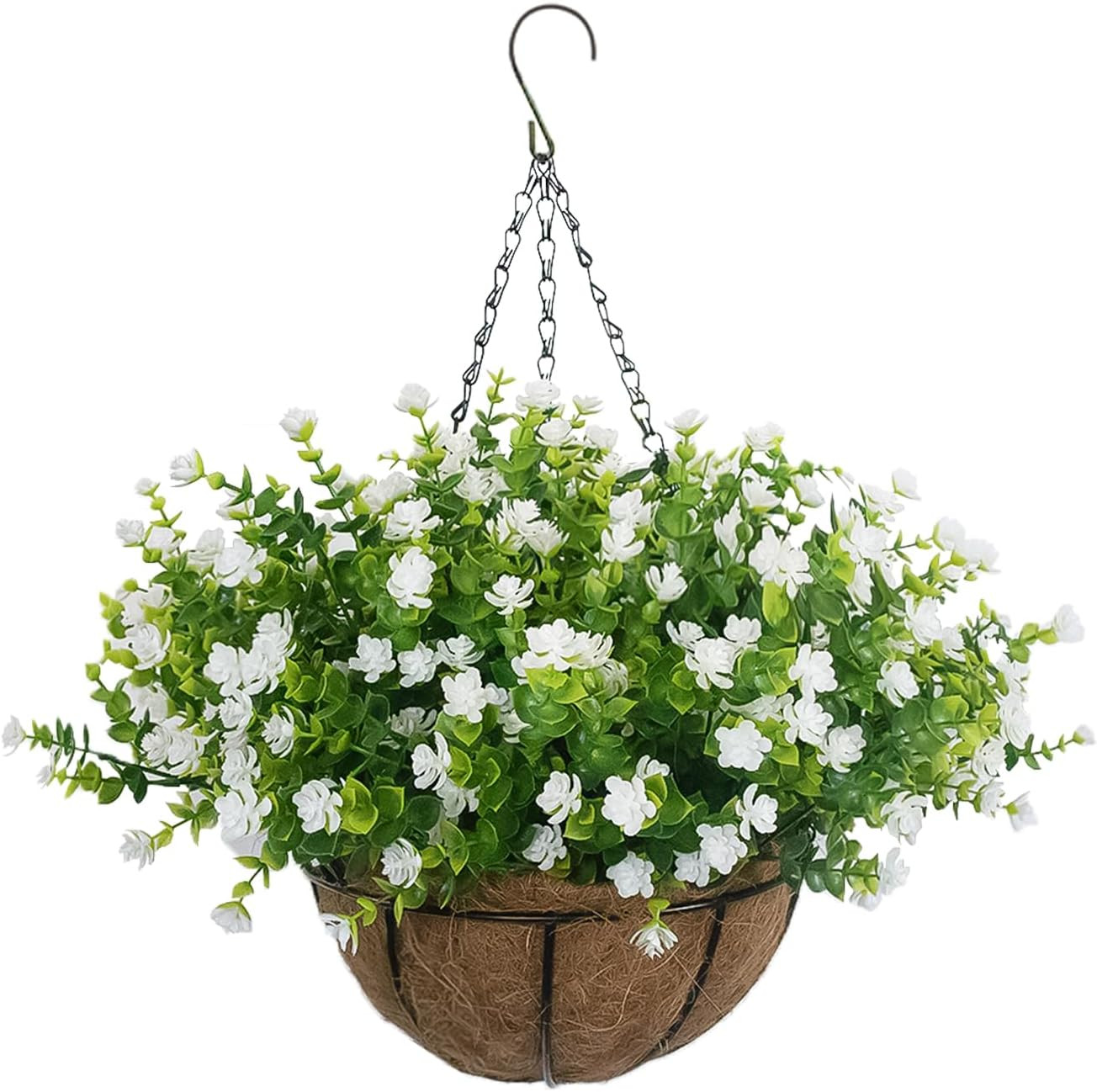 Artificial Hanging Flowers Basket, 12 UV-Resistant Bundles of Realistic Fake Flowers, Faux Plants... | Amazon (US)
