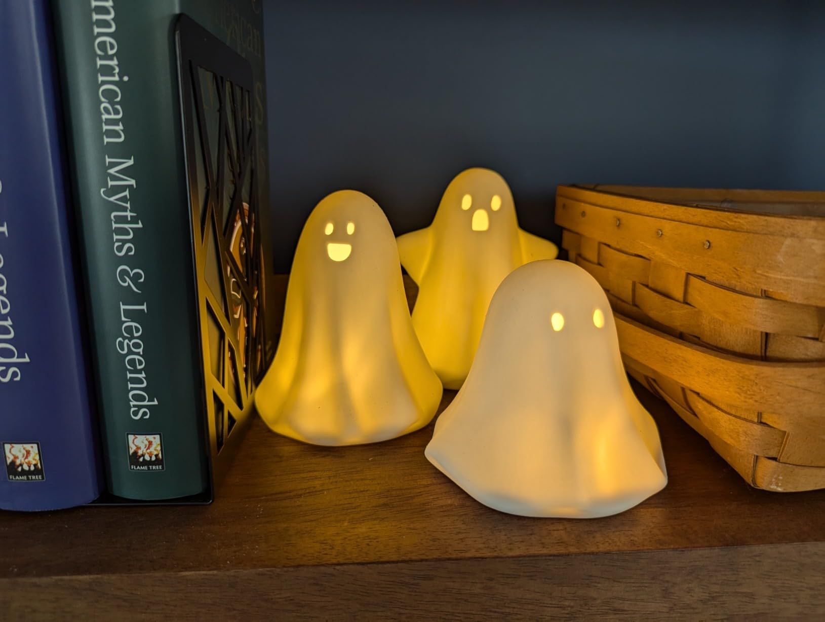 Ceramic Ghosts Small White Ghost Figurine, 3PCS Light Up Ghost Decor, Small LED Ghost Halloween D... | Amazon (US)