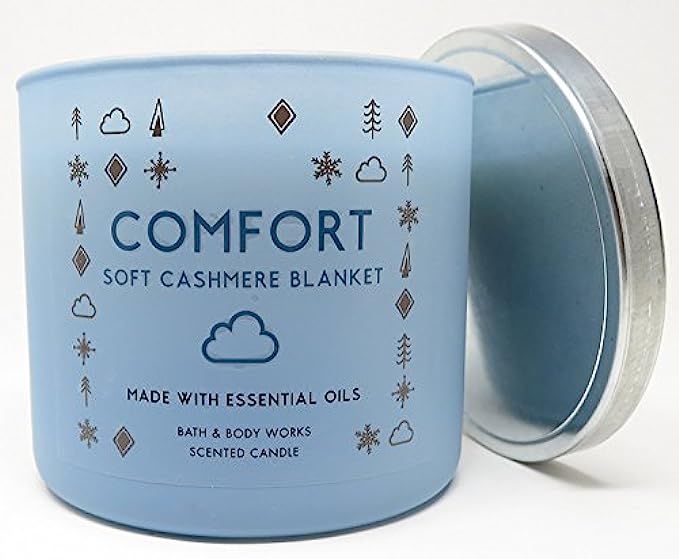 Bath and Body Works White Barn 3 Wick Candle 14.5 Ounce Comfort Soft Cashmere Blanket Light Blue Fro | Amazon (US)