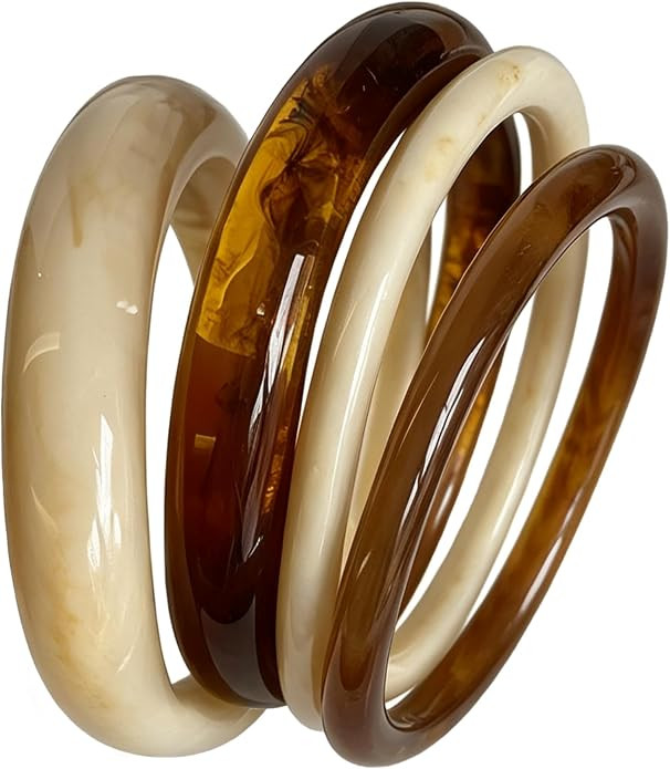 ÌF ME Acrylic Bangles Bracelets for Women, Irregular Acrylic Resin Chunky Bracelets Geometric Fa... | Amazon (US)