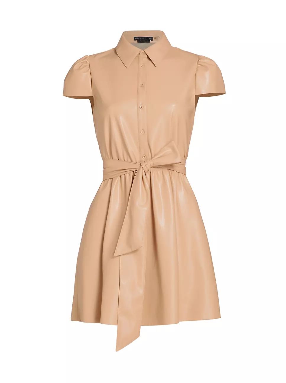 Carolyn Vegan Leather Tie-Waist Shirtdress | Saks Fifth Avenue