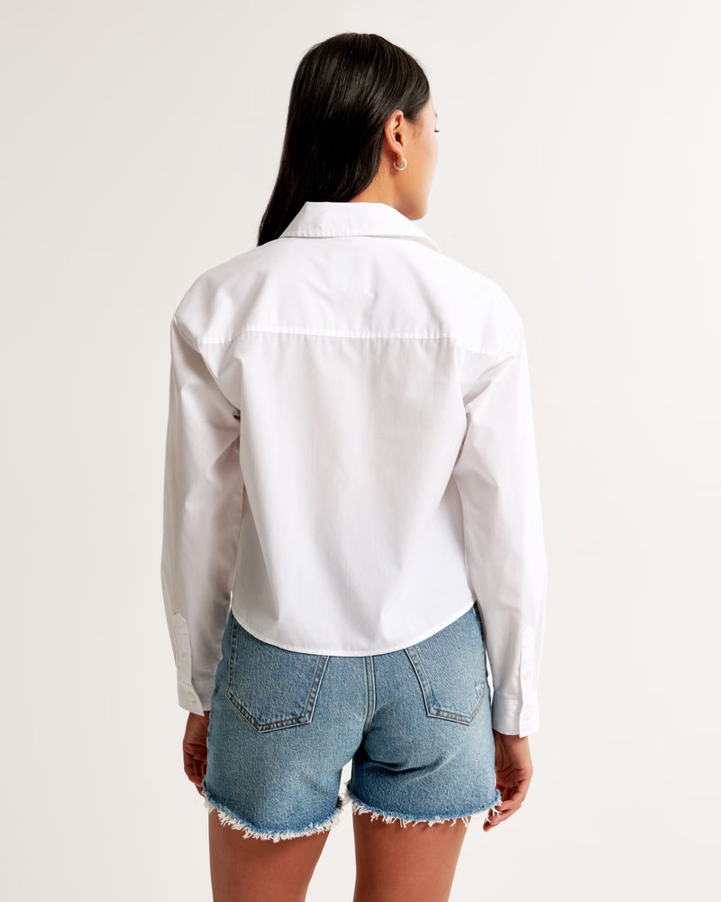 Oversized Cropped Poplin Shirt | Abercrombie & Fitch (US)
