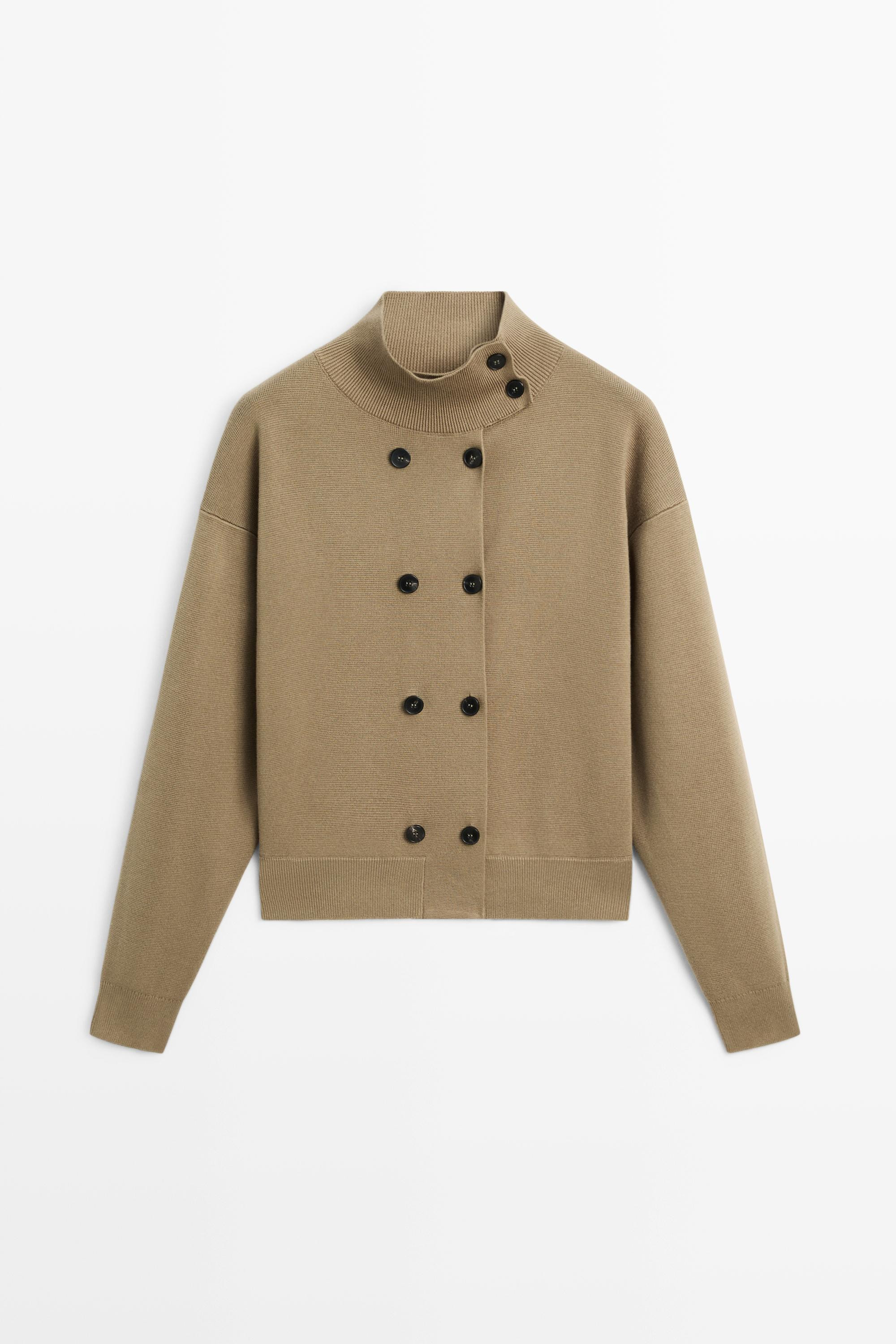 100% cotton double-breasted cardigan | Massimo Dutti US