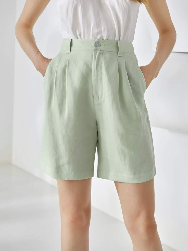 MOTF PREMIUM LINEN STRAIGHT LEG SHORTS | SHEIN