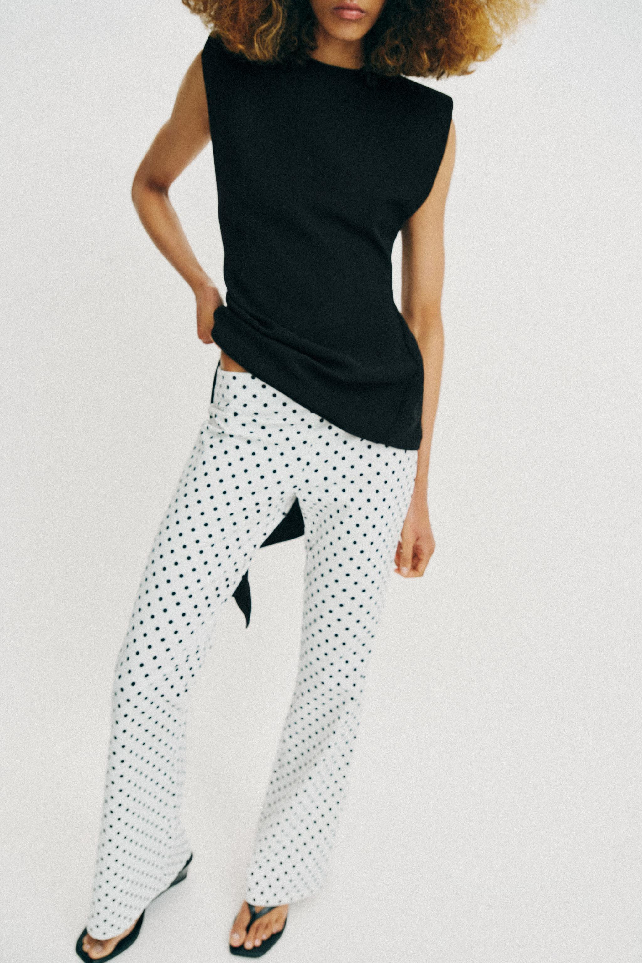 STRETCH FLARE DOT TROUSERS | Zara UK